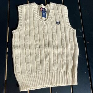 Chaps Boys Cream Cable Knit Vest NWOT Size 6 Cotton Holidays